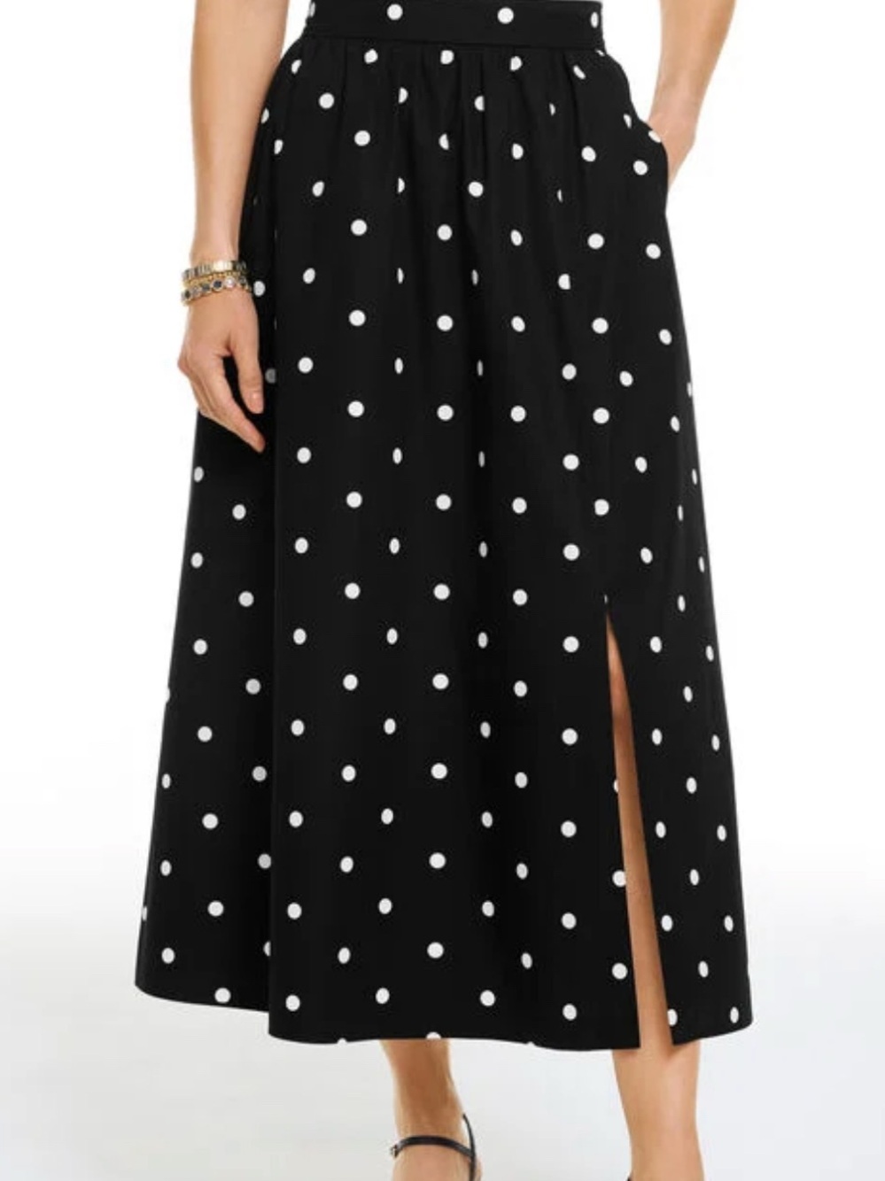 Talbots Fit and Flare Garden Dot Maxi Skirt